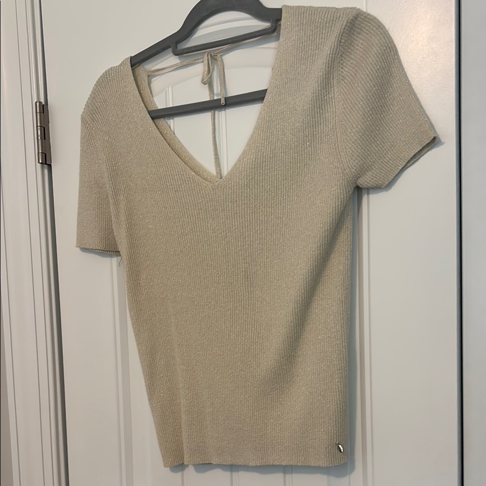 Elegant Cream V-Neck Top
